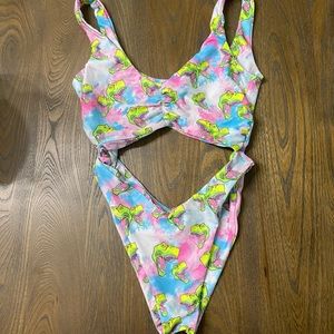SOLD OUT- Worn Once Moana Dinosaur One Piece Bathing Suit. Size Small